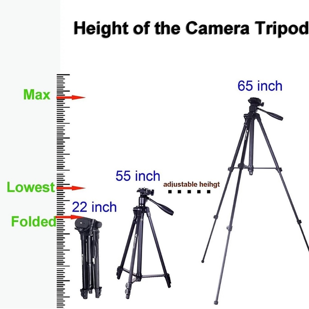 Universal Foldable and Portable Digital Camera Tripod 100BTF 65" 1635mm BY-868 - Picture 5 of 6